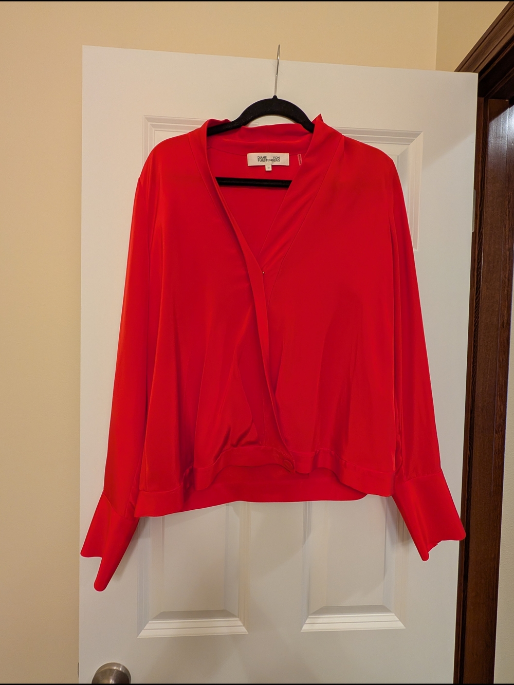 Diane Von Furstenberg Red Silk Wrap Top - Picture 4 of 7